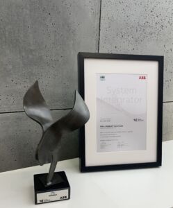 Statuetka i certyfikat od firmy ABB